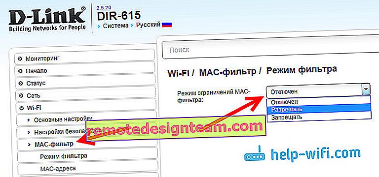 Filter MAC perangkat Wi-Fi di D-Link
