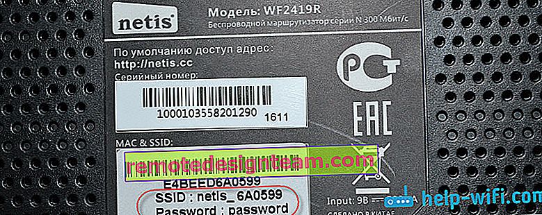Mot de passe standard pour le routeur Netis WF2419R