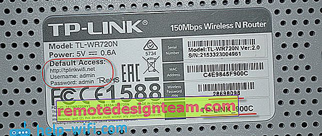 TP-LINK TL-WR720N: adresse de saisie des réglages et des paramètres d'usine