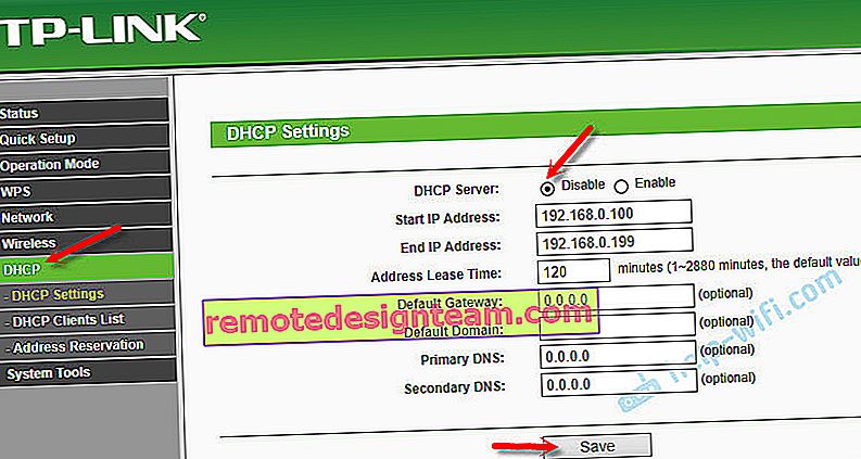 Відключення DHCP Server на точці доступу TP-Link