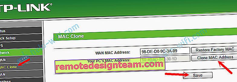 عنوان استنساخ mac على TP-Link TL-WR845N
