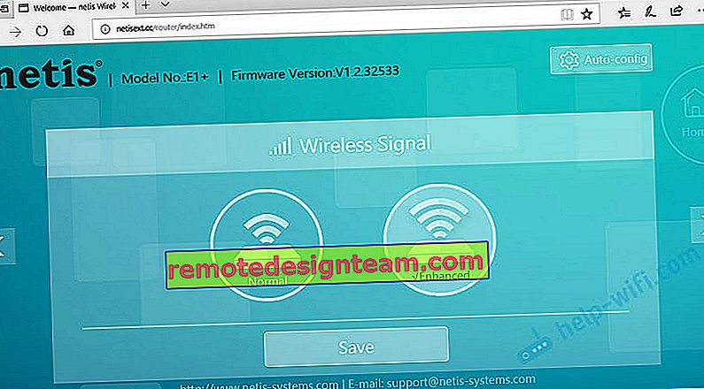 Сила на Wi-Fi сигнала на ретранслатора на Netis