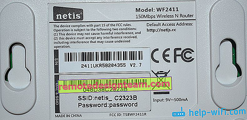 ssid Wi-Fi, mot de passe, adresse sur le routeur Netis