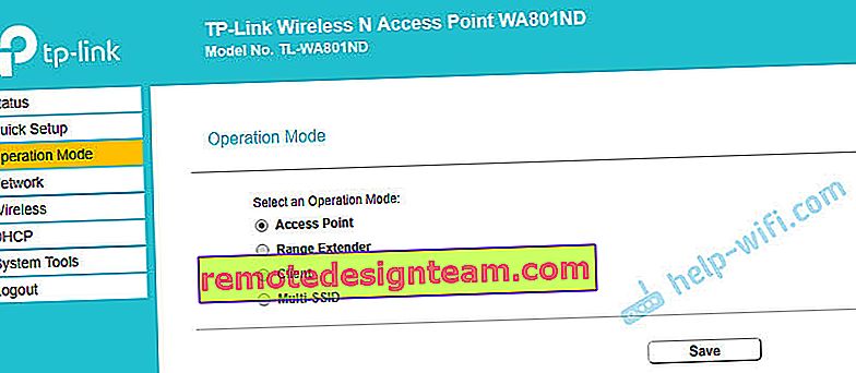 Pemilihan mode operasi TP-Link TL-WA801ND
