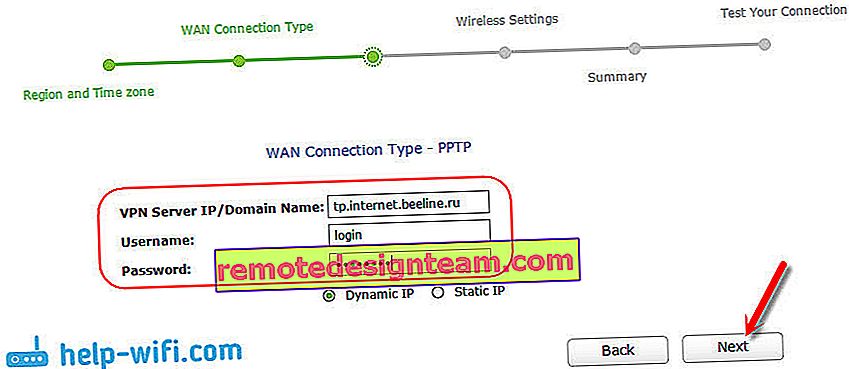Mengkonfigurasi sambungan L2TP dan PPTP (Beeline)